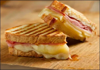 Deux tranches de pain de mie, du jambon et du fromage, le tout grillé à la poêle, au four ou dans un appareil spécialisé... et voilà un délicieux [cro...-monsieur] !