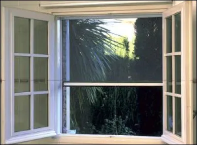 Une fois descendue, cette [mousti...aire] enroulable empêche les insectes d'entrer dans la maison.