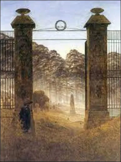 Exécutée vers 1825, quel romantique allemand a peint cette huile sur toile intitulée ''L'Entrée du cimetière'' ?