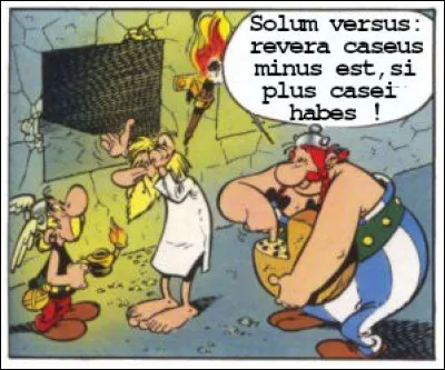 C'est à Obélix de nous faire partager ses remarques dans la langue de Virgile. Que dit-il, dans cette bulle imaginaire ?