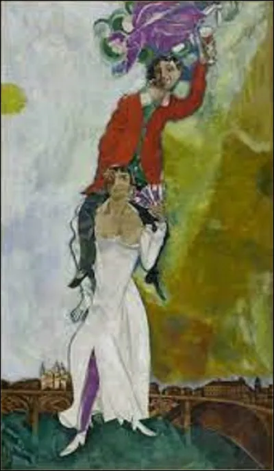 Quel membre de l'école de Paris, proche du surréalisme, a réalisé cette toile nommée ''Double portrait au verre de vin'', entre 1917 et 1918 ?