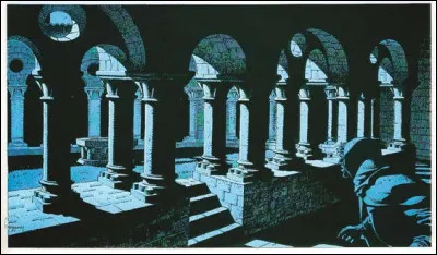 Hermann, dessinateur* de complexion wallonne, exag&egrave;re : que lui a-t-il pris de mettre un oeil-de-boeuf &agrave; ces tympans romans ?