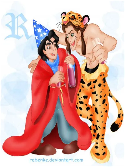 A le torse apparent :