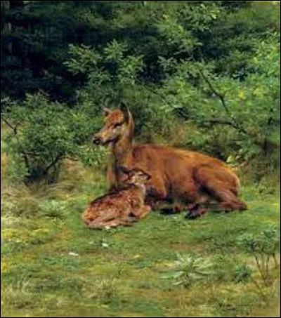 Quel(le) naturaliste a immortalisé cette scène dans son tableau intitulé ''Biche et Faon dans un sous-bois'', en 1868 ?