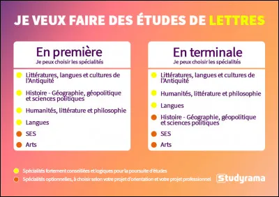 Penses-tu continuer en études de lettres ?