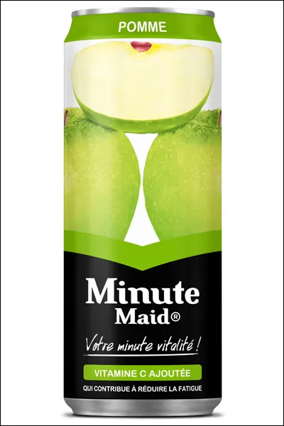 Dans les grandes surfaces, on peut trouver du ''Minute Maid'' à la pomme en canettes.