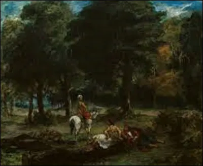 Huile sur toile datant de 1858, ''Cavalerie grecque au repos dans une forêt'', est un tableau exécuté par un romantique, qui se nomme...
