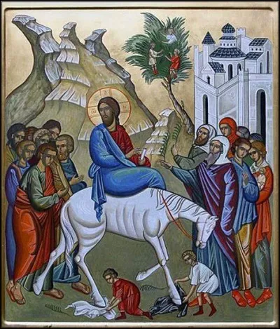 Sur lequel de ces animaux Jésus entre-t-il dans la ville de la question 3 ?