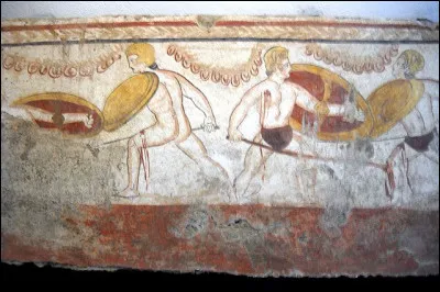 Au début du IVe siècle (voire avant), la gladiature avait été inventée en Italie du Sud par une population composite (osque, samnite, étrusque) : c'est la naissance du "munus", littéralement ... (Complétez !)