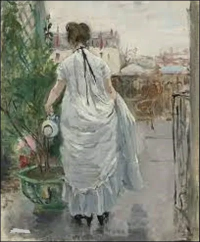 Et on clôt ce premier volet en cherchant un membre de la famille Manet. En 1876 lequel, ou laquelle a exécuté cette huile sur toile nommée ''Jeune femme arrosant un arbuste'' ?