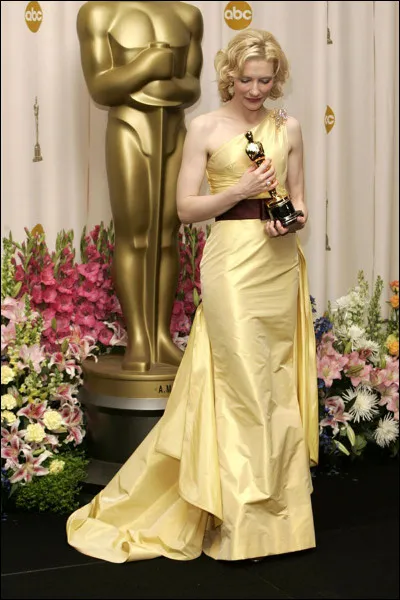 En quelle année Cate Blanchett porte-t-elle cette robe en soie aux Oscars ?