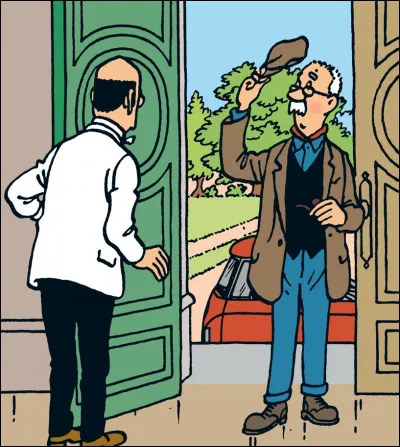 Quel est le nom de l'artisan marbrier qui vient réparer la marche du château de Moulinsart ?