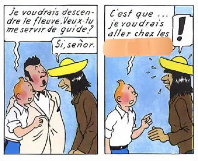 Dans "L'Oreille Cassée", Tintin veut aller chez les [...quelle tribu ?] à tout prix !