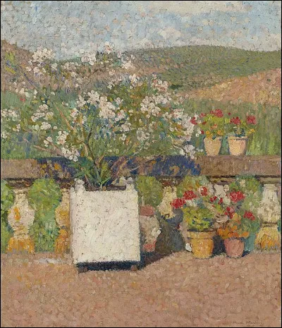 Qui a peint "Roses et géraniums sur la terrasse à Marquayrol" ?