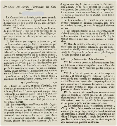 Quand la Loi des suspects est-elle votée, marquant le début de la Terreur ?