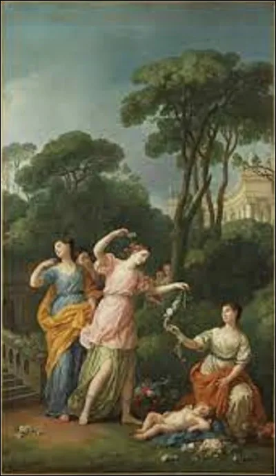 De ces trois néoclassiques, lequel a exécuté, en 1773, ce tableau nommé ''Jeunes filles parant de fleurs l'amour endormi'' ?