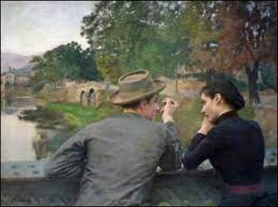 On commence ce 2e volet en cherchant un portraitiste et un peintre de scène de genre. Lequel de ces trois artistes a immortalisé cette scène, en 1888, nommée ''Les Amoureux'', appelée aussi ''Idylle sur la passerelle'' ou ''Soir d'automne" ?