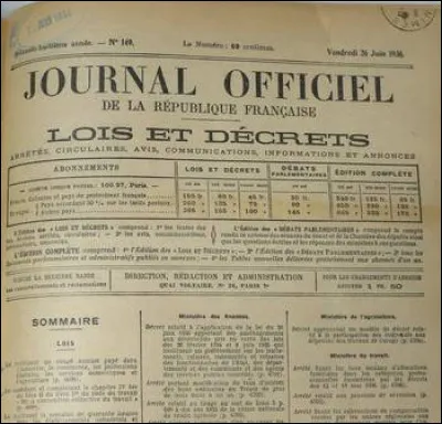 Le 9 novembre ..., les premiers congés payés sont instaurés en faveur des fonctionnaires !