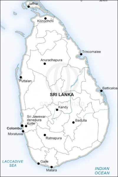 Quelle est la ville la plus peupl&eacute;e de l'&icirc;le du Sri Lanka avec 800 000 habitants ?