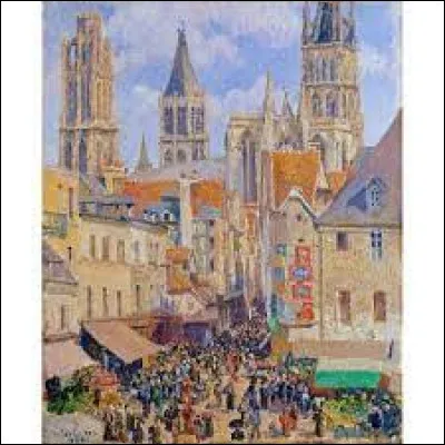 Qui a peint ce tableau intitulé "Le Vieux Marché à Rouen" ?