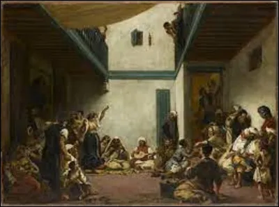 Huile sur toile datant de 1839, quel romantique a immortalisé cette scène dans son tableau nommé ''Noces juives au Maroc'' ?