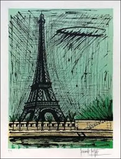 Quel peintre facilement identifiable a réalisé cette huile de la tour Eiffel dans les années 60 ?