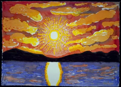 Et on termine sur ce magnifique "Coucher de soleil du Nord", par l'artiste :