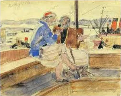 En 1921, quel nabi s'est représenté dans cette aquarelle intitulée ''Devant le port d'Alger'' ?