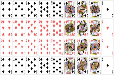 Jacob mélange un paquet de cartes classiques non truqué de 32 cartes. Il tire une carte.
Quelles sont ses chances d'avoir une carte de couleur rouge ?
