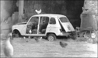 Quelle est cette épave, reconvertie en poulailler ? Elle a compris le recyclage avant l'heure.