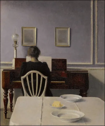 Qui a peint "Intérieur avec piano et femme vêtue de noir" ?