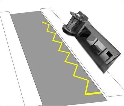 Une ligne en zigzag jaune sur le sol indique ...
