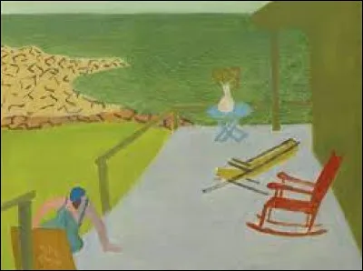 Quel peintre a représenté un rocking-chair dans la toile "Maison de plage (porche et chaises)" ?