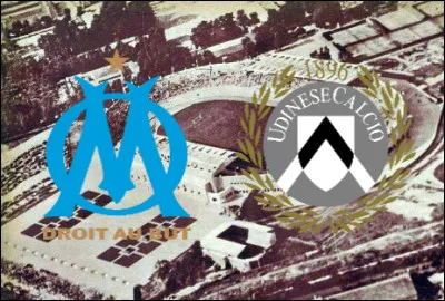 OM - Udinese Calcio était le premier match au stade Vélodrome.
(Les logos ne sont pas ceux de l'époque.)