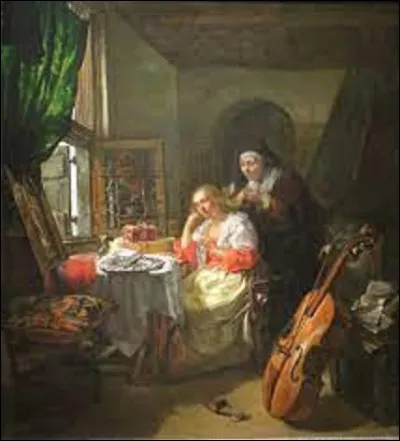 ''Femme à sa toilette, aidée d'une vieille servante'' est une toile datant de 1656. Quel peintre baroque a réalisé ce tableau ?