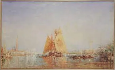 Exécutée entre 1870 et 1890, '' Venise, trabacalo à la voile jaune'' est une toile orientaliste. Qui a immortalisé cette scène ?