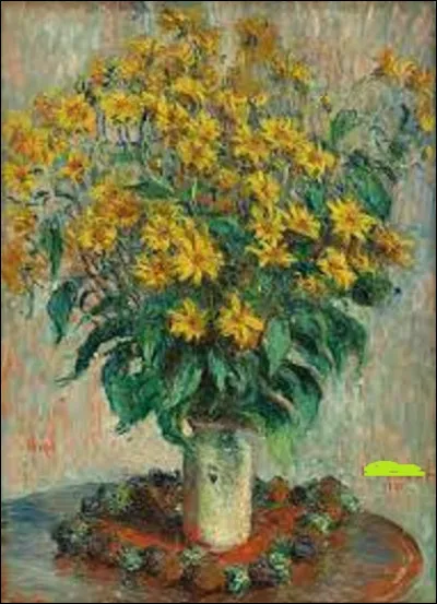 Tableau où la couleur jaune est dominante, ''Fleurs de topinambours'' est une toile datant de 1880. Quel impressionniste a réalisé ce bouquet ?