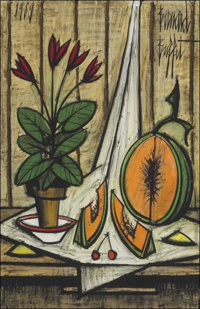 Qui a intitulé sa toile "Pot de cyclamens et melon" ?