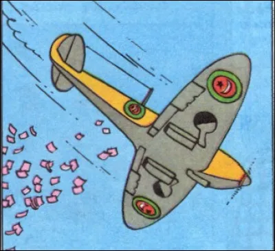 Dans quelle aventure de Tintin on voit ce Spitfire lancer des tracts de propagande ?