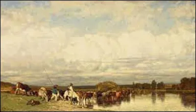 On reste un instant dans le naturalisme. De ces trois membres, lequel a réalisé cette peinture intitulée ''Vaches traversant un gué'', en 1836 ?