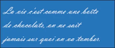 Citation : 
Quel réalisateur, scénariste et producteur de cinéma a dit : 
''La vie c'est comme une boite de chocolats, on ne sait jamais sur quoi ont va tomber'' ?