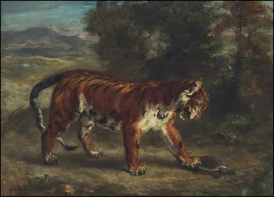 Quel peintre français romantique est l'auteur de ce tableau intitulé ''Tigre jouant avec une tortue'' ?