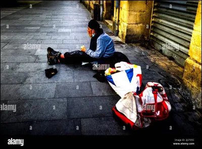 Puis tu continues de marcher et tu vois un SDF avec un petit bébé, ils dorment dans la rue. Que fais-tu ?