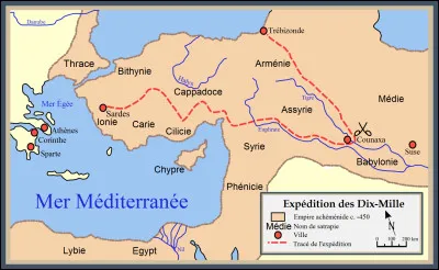 Quel cri les Dix-Mille, mercenaires grecs s'étant aventurés en plein Empire perse à la demande de Cyrus le Jeune, poussèrent-ils en apercevant les rivages du Pont-Euxin (mer Noire) ?