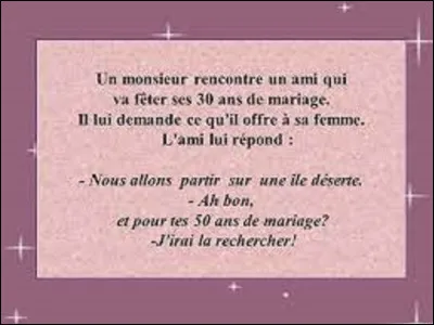 Au bout de 30 ans de mariage, que fête-t-on ?