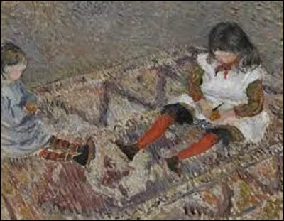 Et on termine en cherchant un impressionniste. De ces trois membres de ce courant artistique, lequel a exécuté, en 1883, ce tableau nommé ''Jeanne dite Cocotte, et Ludovic-Rodolphe... sur un tapis'' ?