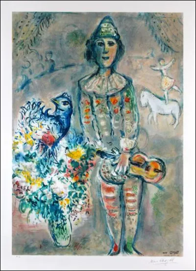 Fasciné par le monde du cirque, ce magicien de la couleur a su faire vivre dans ses uvres, la beauté, la sensualité et la féérie de cet univers enfantin à l'image de cette lithographie. 
Qui est ce peintre natif de la Biélorussie mais Français d'adoption ?