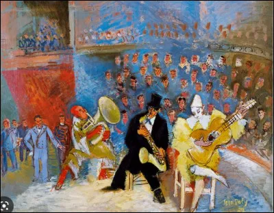 Clowns, acrobates, écuyères, parades, des numéros de cirque que ce peintre français a régulièrement mis en lumière dans ses uvres souvent dominées par une harmonie de bleus à l'instar de ce "Trio de clowns" de 1929. 
D'après-vous, Jean Dufy ou Raoul Dufy ?