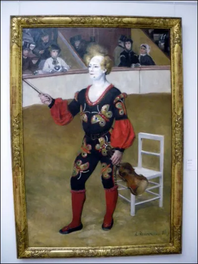 Intitulée "Clown au cirque", cette huile sur toile de 1868 peut être admirée au musée d'Otterlo aux Pays-Bas. Elle est l'uvre d'un grand peintre impressionniste français décédé en 1919. 
Qui est cet artiste ?
