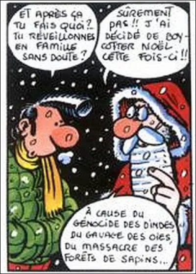 Qui est ce héros de BD en grande conversation avec le père Noël ?